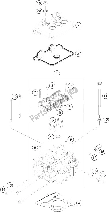 Todas las partes para Cabeza De Cilindro de KTM 200 Duke WH W O ABS B D 16 Europe 2016