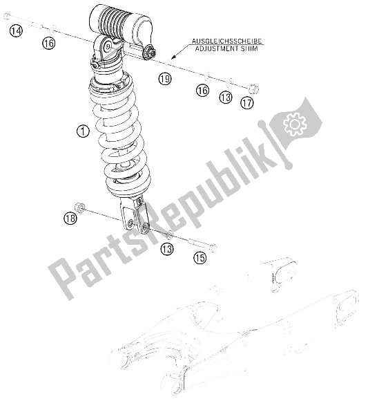 All parts for the Shock Absorber of the KTM 450 Rally Factory Replica Europe 2012