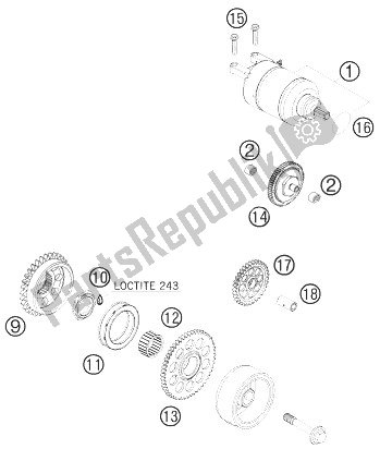 All parts for the Electric Starter of the KTM 450 SMR Europe 2010