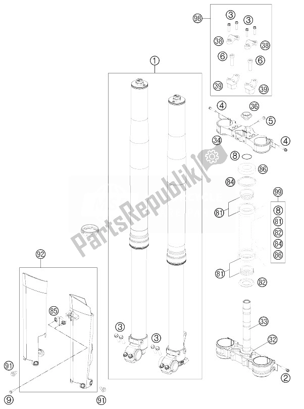 Toutes les pièces pour le Fourche Avant, Triple Serrage du KTM 450 SMR Europe 2014