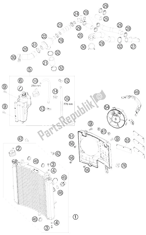 Todas las partes para Sistema De Refrigeración de KTM 990 Supermoto Black France 2008
