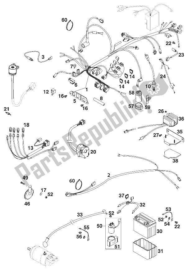 Tutte le parti per il Cablaggio 640 Avventura del KTM 640 Adventure R USA 2001