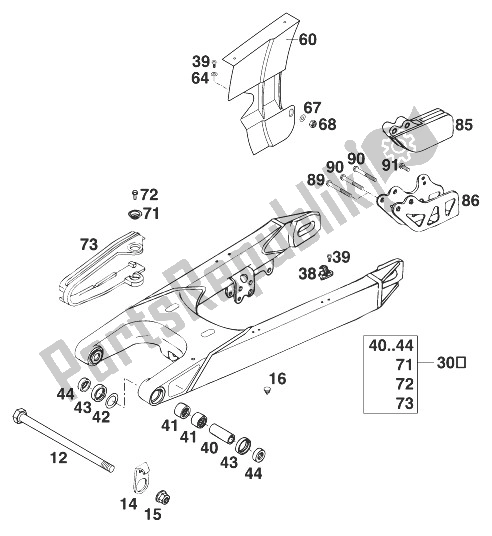 All parts for the Schwingarm 400-540 Sxc '98 of the KTM 400 SX C Europe 1998