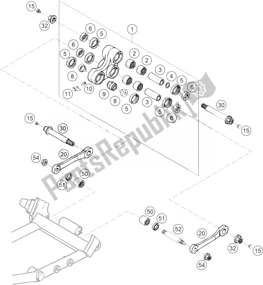 All parts for the Pro Lever Linking 660 Rallye of the KTM 660 Rallye Factory Repl Europe 2004