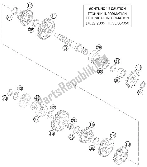 Todas las partes para Transmisión Ii - Contraeje de KTM 85 SX 17 14 Europe 2005