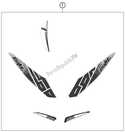 All parts for the Decal of the KTM 690 Duke White CKD Malaysia 2012