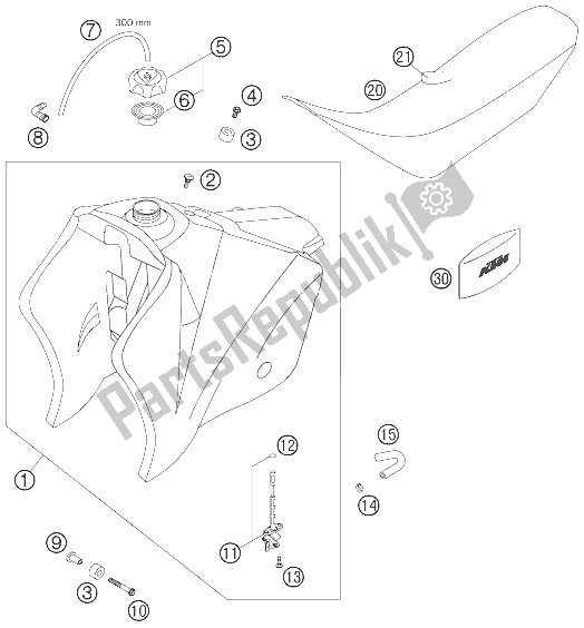 Todas las partes para Tanque, Asiento, Tapa de KTM 525 XC Desert Racing Europe 2006