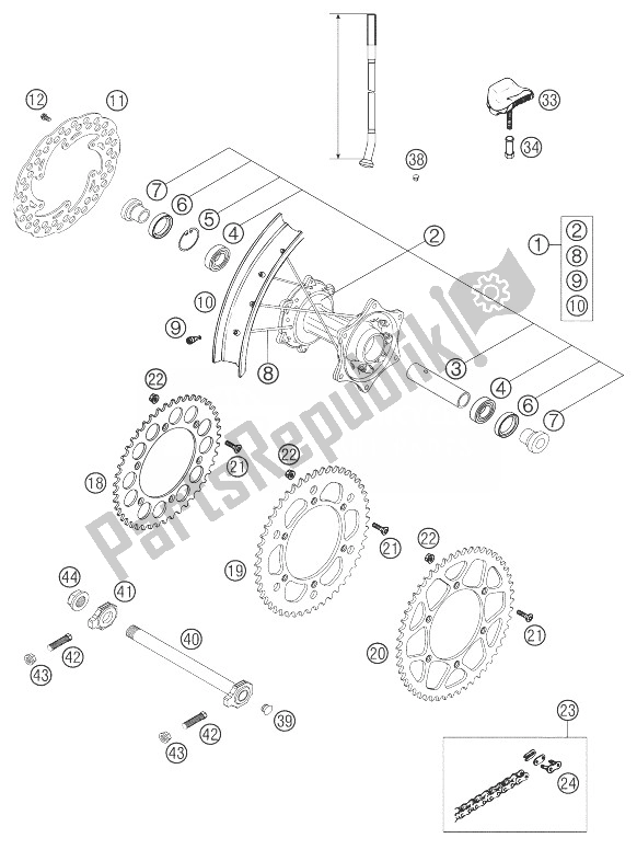 Todas las partes para Rueda Trasera 250 Sx de KTM 250 SX Europe 2003