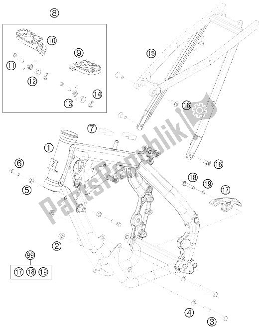 Todas las partes para Marco de KTM 65 SX Europe 2011
