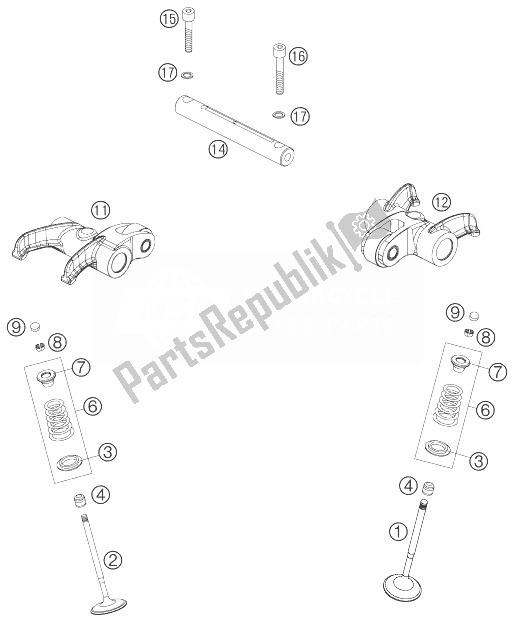 All parts for the Valve Drive of the KTM 690 Supermoto Prestige Europe 2007