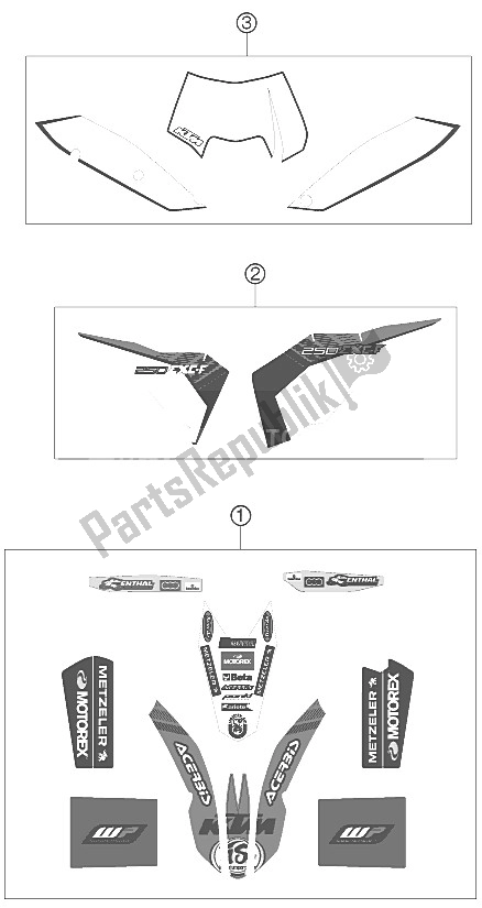 All parts for the Decal of the KTM 250 EXC F Factory Edit Europe 2011