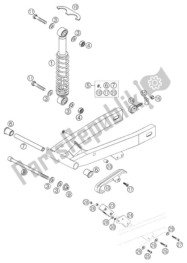 All parts for the Shock Absorber, Swing Arm 50 G of the KTM 50 Mini Adventure GS Europe 2002