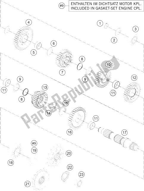 All parts for the Transmission Ii - Countershaft of the KTM 1290 Superduke R Orange ABS 16 USA 2016