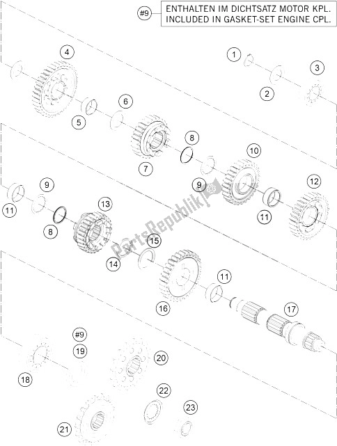 All parts for the Transmission Ii - Countershaft of the KTM 1290 Superduke R S E ABS 16 Australia 2016