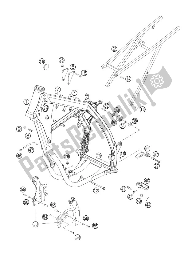 Alle onderdelen voor de Frame, Subframe van de KTM 250 SX F Europe 2006