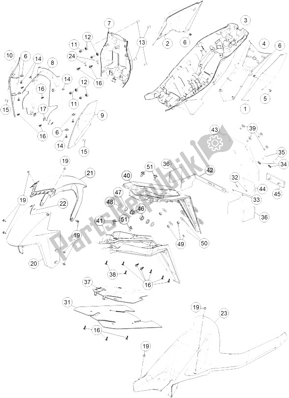 All parts for the Mask, Fender of the KTM 1290 Superduke R Black ABS 16 USA 2016