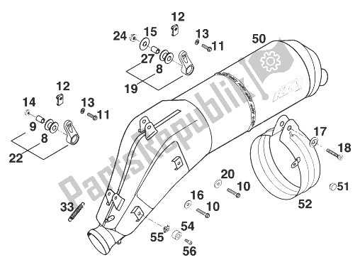 Tutte le parti per il Silenziatore 400/620/640 Lc4 '99 del KTM 400 LC 4 Europe 1999