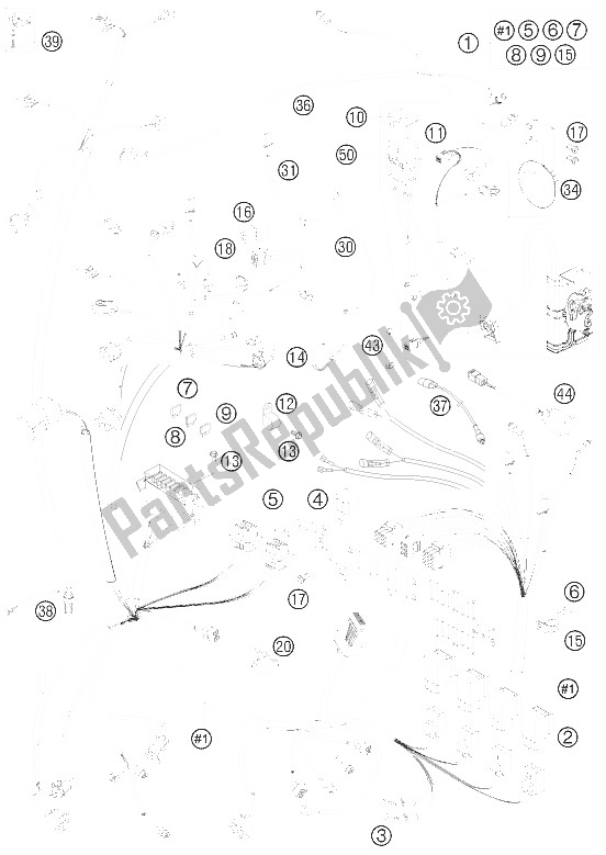 All parts for the Wiring Harness of the KTM 990 Adventure S USA 2008