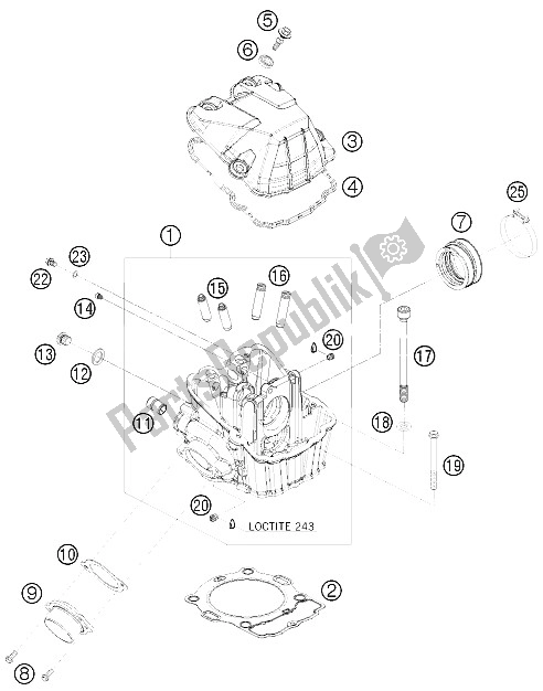 Todas las partes para Cabeza De Cilindro de KTM 400 EXC Europe 2009