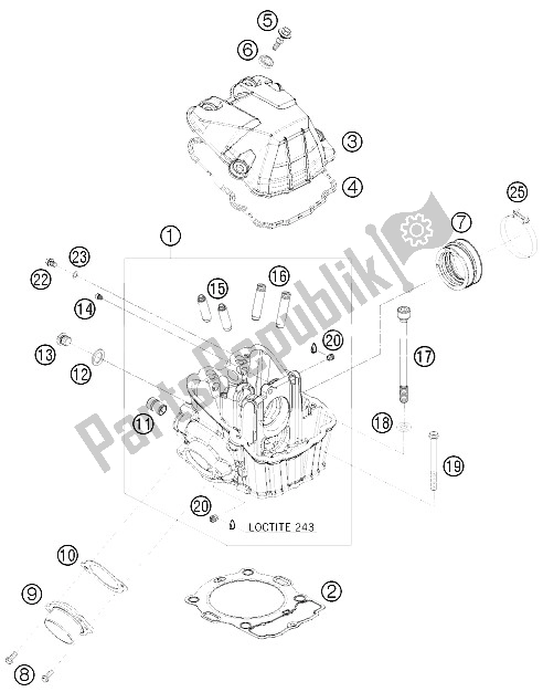All parts for the Cylinder Head of the KTM 400 EXC Factory Edit Europe 2011