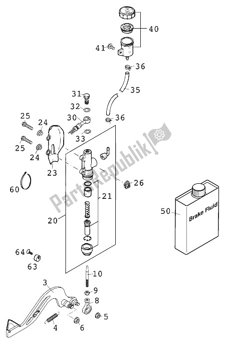 All parts for the Rear Brake Control 65sx 2000 of the KTM 60 SX Europe 2000