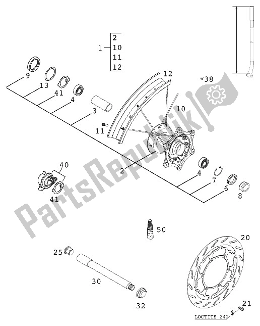 Toutes les pièces pour le Roue Avant 400/640 Lc4 2000 du KTM 400 LC4 E Europe 932606 2000