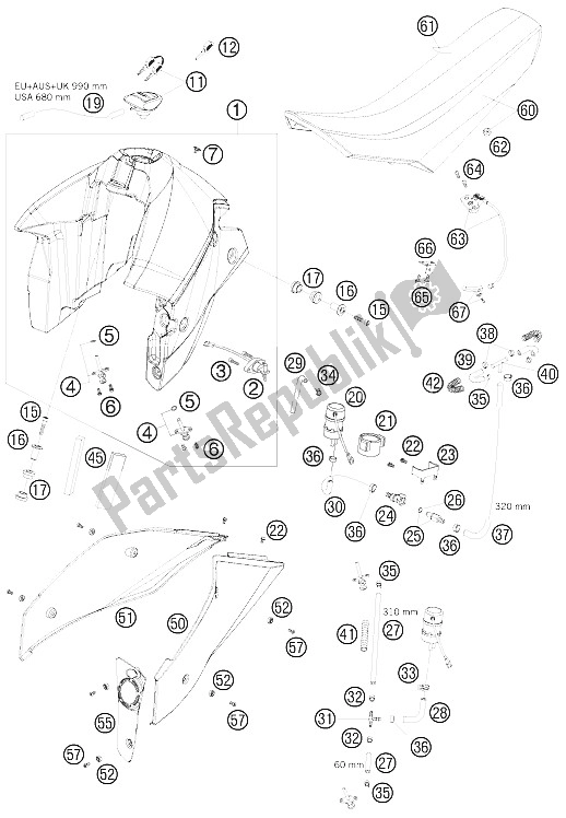 Todas las partes para Tanque, Asiento, Tapa de KTM 950 Supermoto R Australia United Kingdom 2008