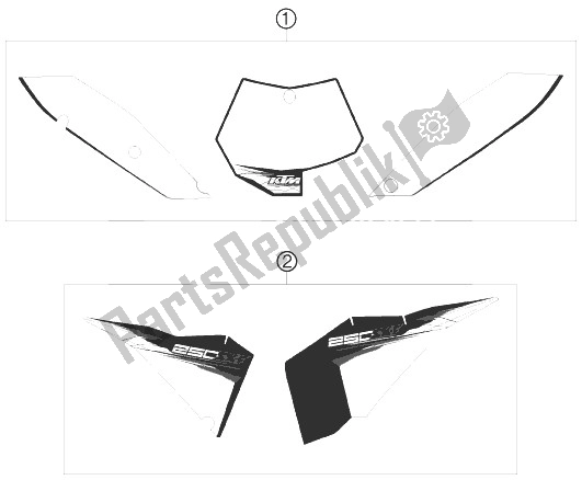 All parts for the Decal of the KTM 250 SX F Europe 2010