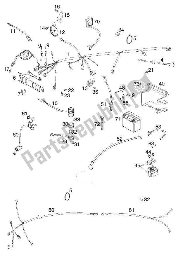 All parts for the Wiring Harness 400/520 Racing of the KTM 400 EXC Racing SIX Days Europe 2001