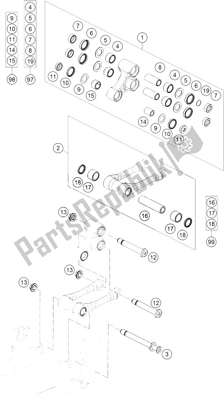 All parts for the Pro Lever Linking of the KTM 125 SX Europe 2015