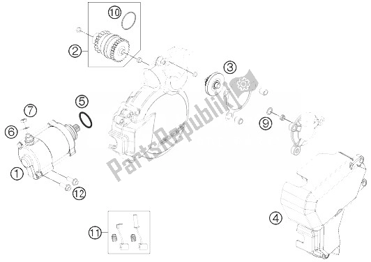 Alle onderdelen voor de Elektrische Starter van de KTM 200 XC W USA 2013