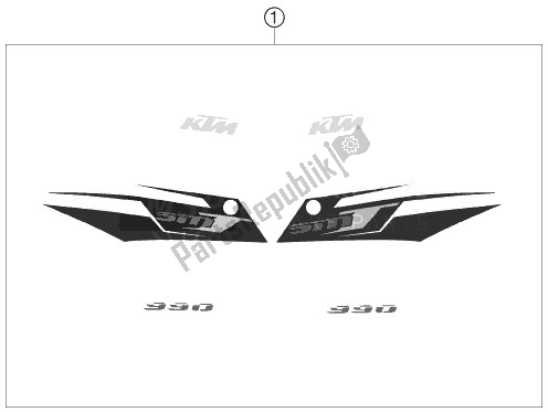 All parts for the Decal of the KTM 990 Supermoto T LIM Edit 10 Europe 2010