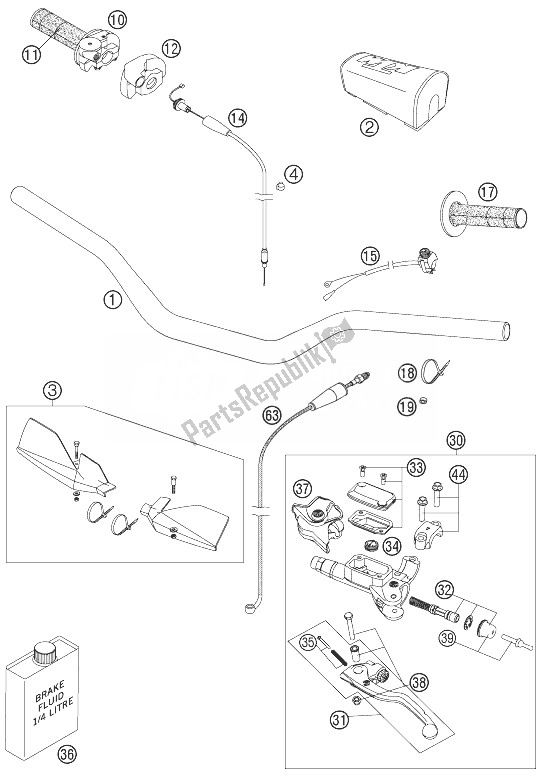 Alle onderdelen voor de Stuur, Bedieningselementen van de KTM 250 SXS Europe 2007