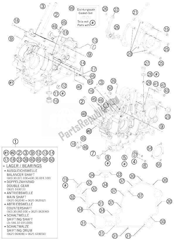 Tutte le parti per il Cassa Del Motore del KTM 990 Adventure LIM Edit Europe 2010