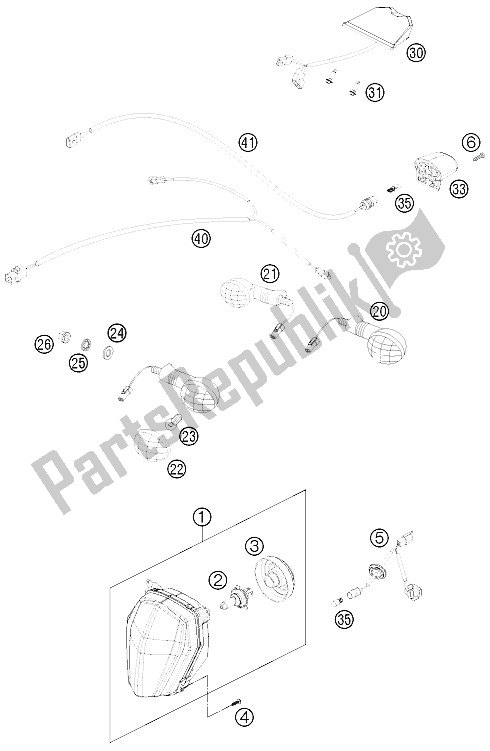 All parts for the Lighting System of the KTM 690 Enduro R Australia United Kingdom 2012