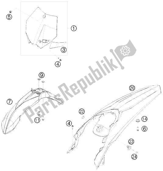 Todas las partes para Máscara, Defensas de KTM 250 SX Europe 2011