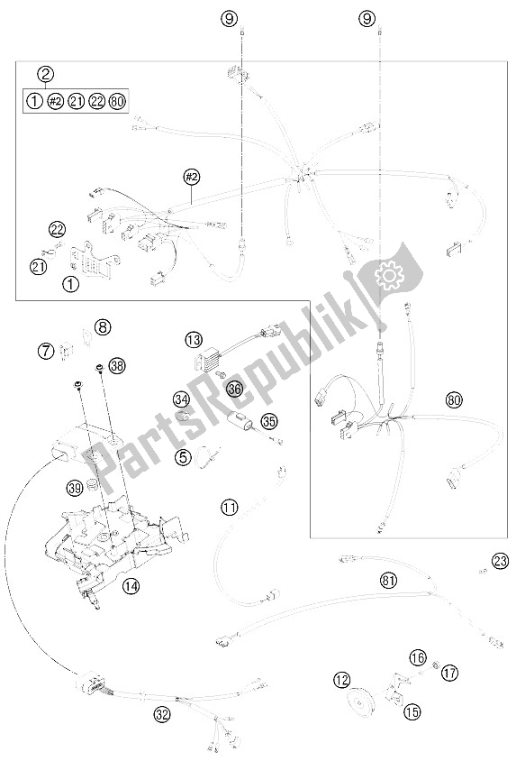 All parts for the Wiring Harness of the KTM 125 EXC SIX Days Europe 2012