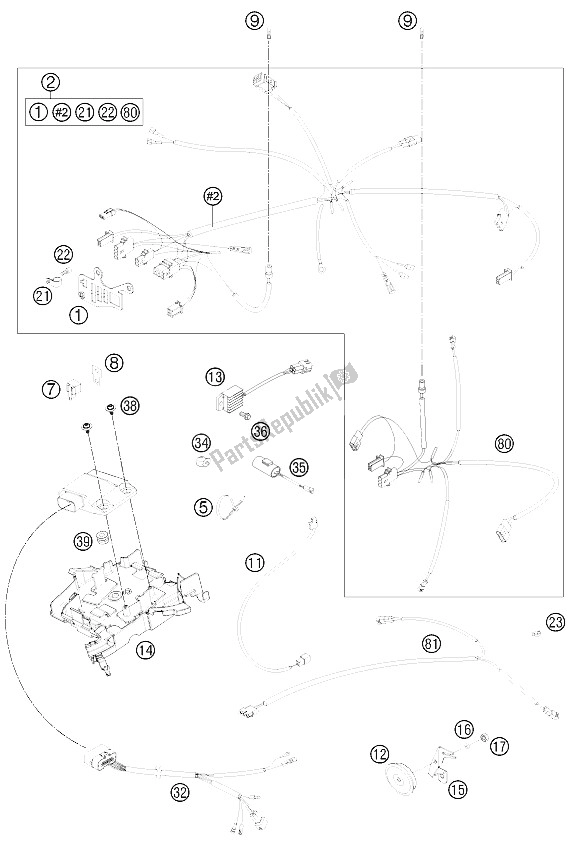 All parts for the Wiring Harness of the KTM 200 EXC Europe 2012