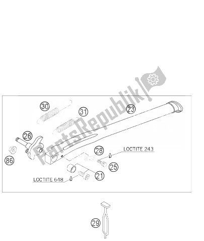 All parts for the Side Stand of the KTM 450 EXC Factory Racing Australia 2007