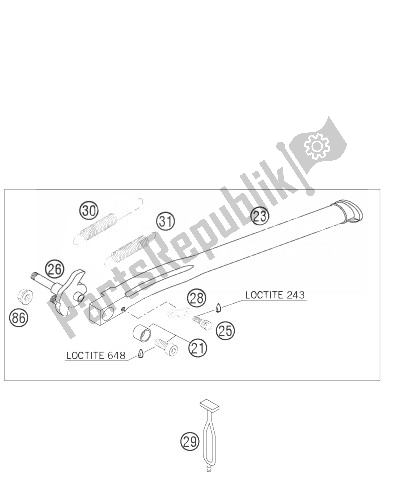 All parts for the Side Stand of the KTM 450 EXC Racing Europe 2007