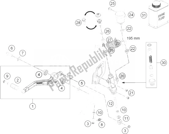 Tutte le parti per il Controllo Del Freno Posteriore del KTM 690 Duke R ABS CKD Malaysia 2014