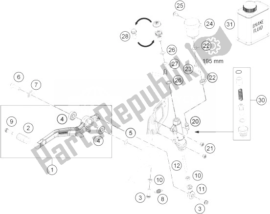 All parts for the Rear Brake Control of the KTM 690 Duke R ABS Europe 2014