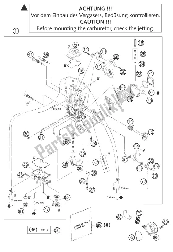 Tutte le parti per il Carburatore Fcrmx-37 250 Exc Ra del KTM 250 EXC Racing Australia 2003