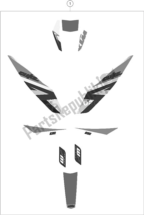 All parts for the Decal of the KTM 690 Duke R ABS Australia 2015