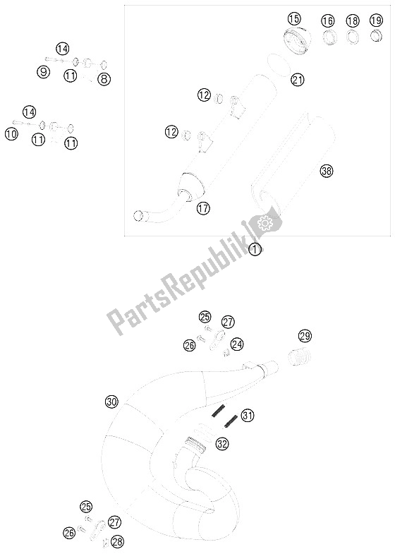Tutte le parti per il Impianto Di Scarico del KTM 250 XC W South Africa 2009