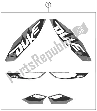 Todas las partes para Etiqueta de KTM 200 Duke Orange CKD Colombia 2013