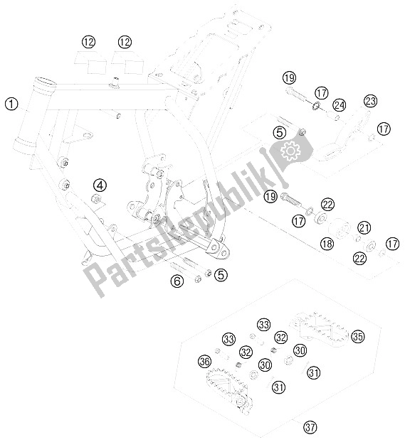 Todas as partes de Quadro, Armação do KTM 50 SX Europe 6001H4 2008