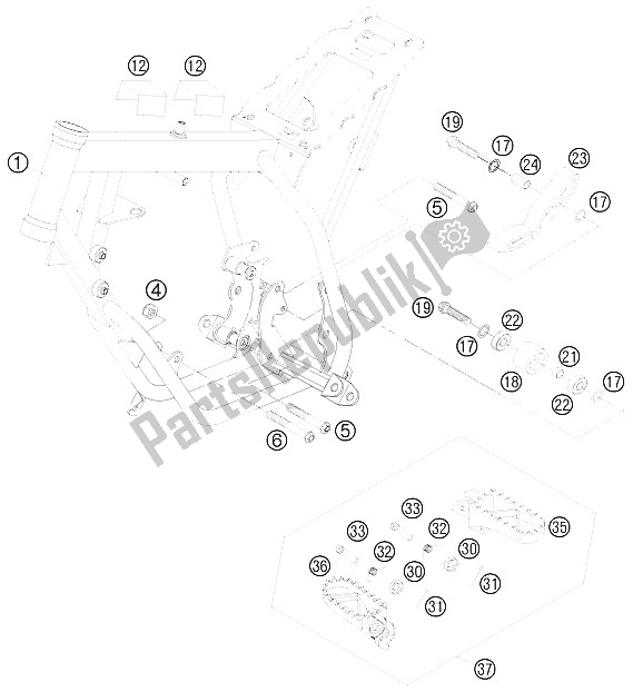 Tutte le parti per il Telaio del KTM 50 SX Europe 6001H4 2008