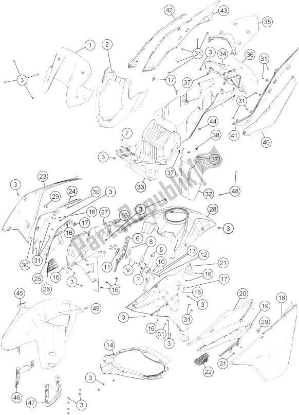 All parts for the Mask, Fender of the KTM 1190 Adventure R ABS Japan 2013