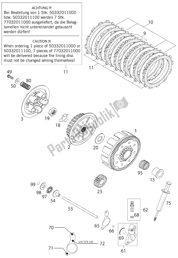 Toutes les pièces pour le Embrayage 125 Exe 2000 du KTM 125 EXE 100 Europe 2000